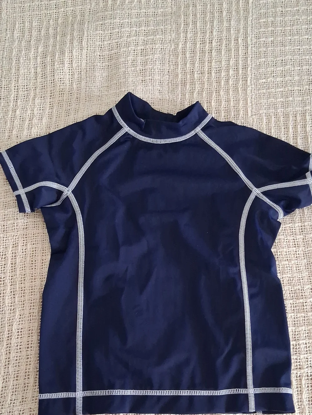 Lands' End Boys Navy Blue Rashguard with White Stitching